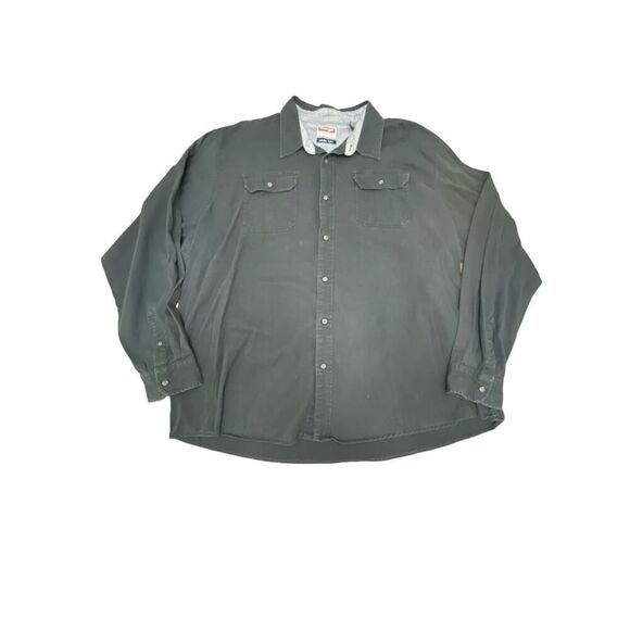 Wrangler Comfort Flex Vintage Black Long Sleeve Button Down Skirt Men's Size 3XT - Picture 1 of 7